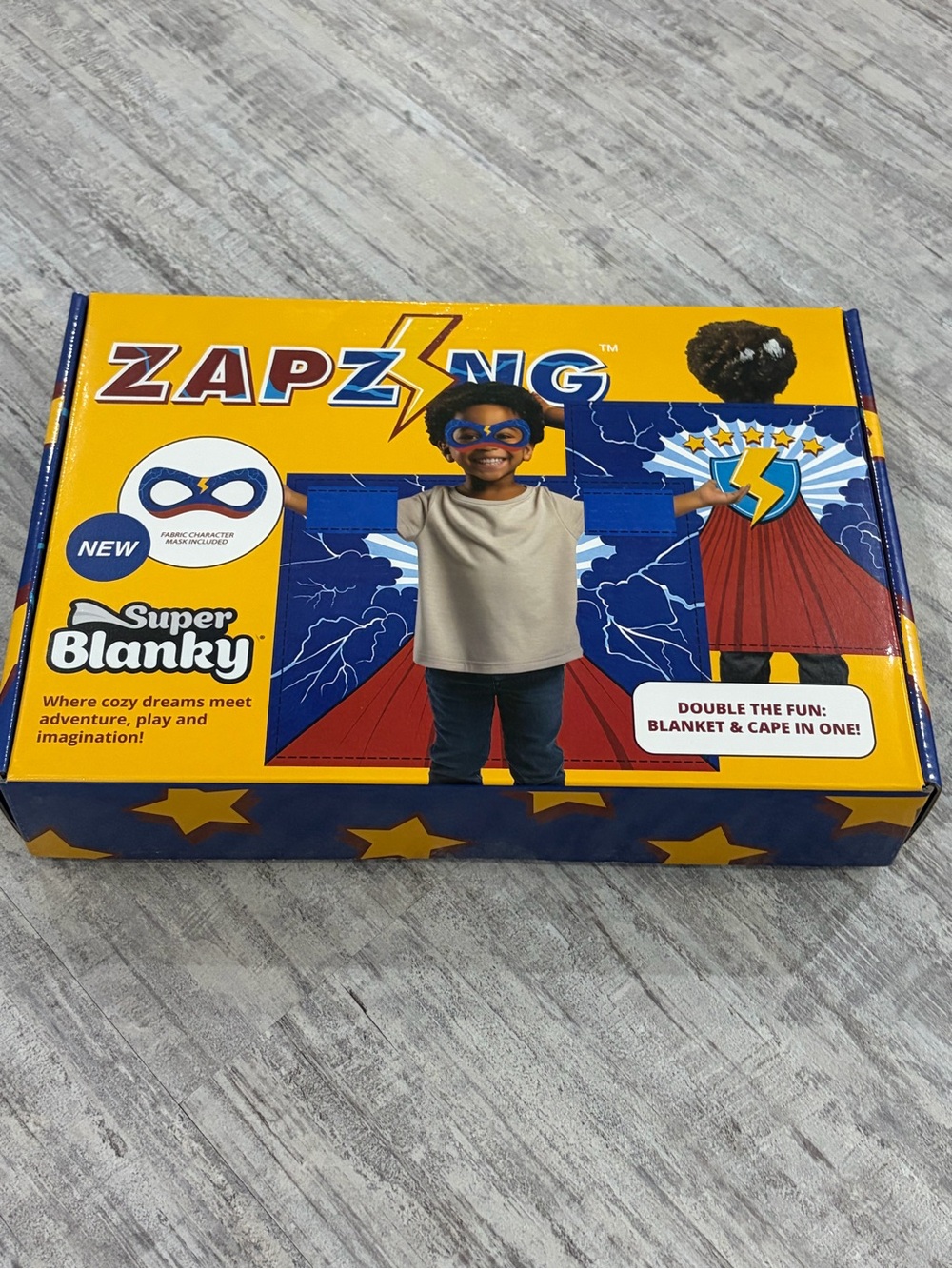 Super Blanky Kids Superhero Cape & Blanket - Blue & Yellow
